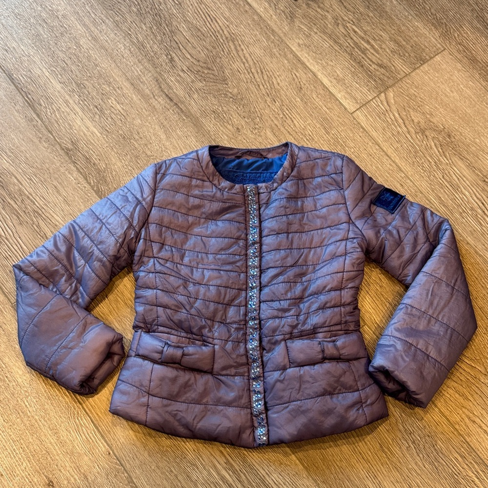 MonnaLisa light weight Quilted Purple puffer jacket size 6